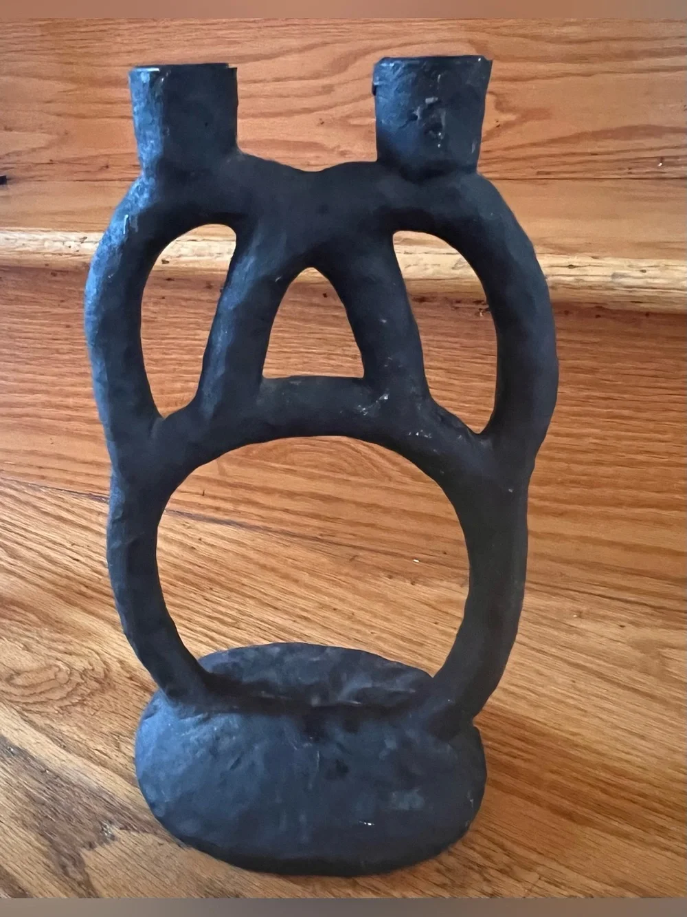 Handcrafted Black Ceramic Double Taper Candle Holder Home Accents anthropologie